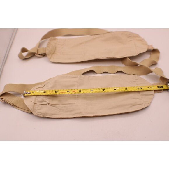 Set 2 Dual Zippered Lightweight Travel Pouch Fanny Pack Belt Bag Khaki Vintage - Picture 8 of 9